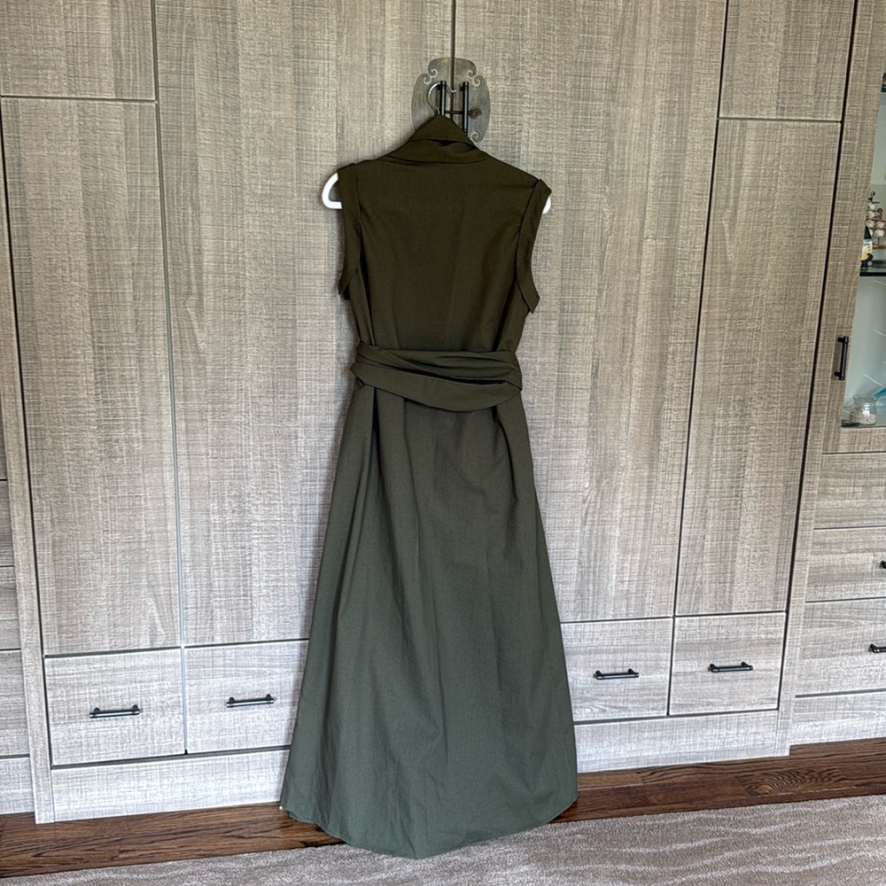COMMENSE Cotton‎ & Linen Belted Sleeveless Open Front Long Dress - Picture 4 of 17